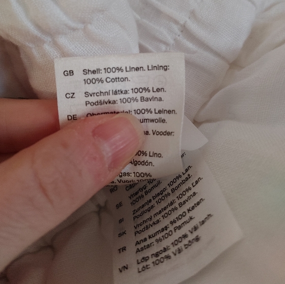 COS Linen Elastic Drawstring High Waisted White Bermuda Shorts - Picture 6 of 14